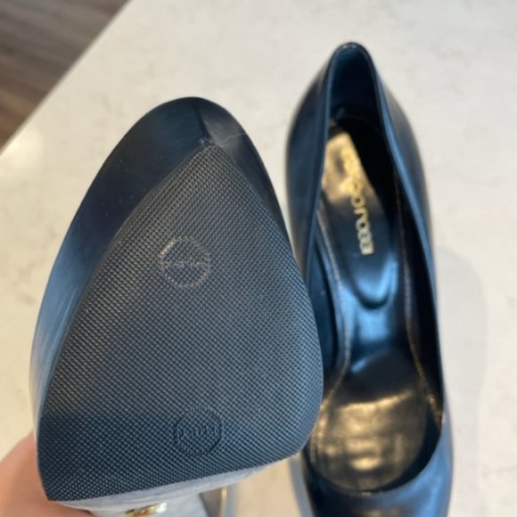 Sergio Rossi Vero Cuoio Peep toe Black Stilettos, New - Picture 9 of 10